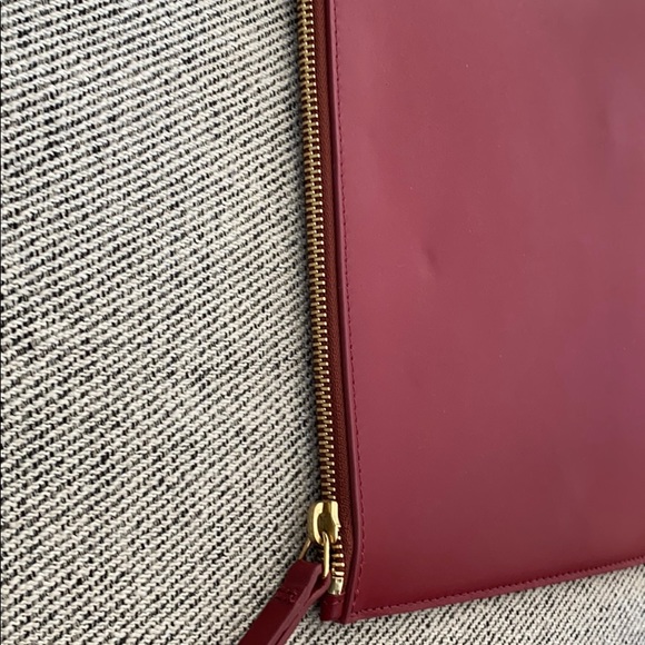 Mansur Gavriel burgundy red thin clutch zip top - Picture 4 of 4
